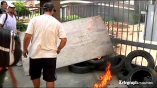 Argentines burn tyres and Union Jack at antiBritish protest [upl. by Lundeen]