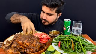 ASMR EATINGCHICKEN CURRYWHOLE CHICKEN CURRYGREEN CHILLIEXTRA GRAVY  MUKBANG SHOW [upl. by Aisitel]