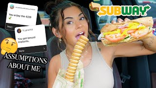 SUBWAY Mukbang  Reacting to Your Assumptions About Me [upl. by Anabahs]