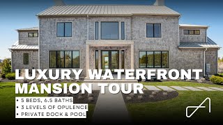 Luxury Waterfront Mansion Tour in The Hamptons  17 Leaward Ln Quogue NY  Weekly Luxury Listings [upl. by Occor]