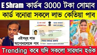 When Government will give 3000 in E shram card holders account  E shram card update [upl. by Navaj]