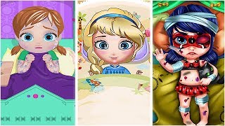 Baby Ladybug Elsa Anna got Frostbite and other Health Problems  Disney Baby Princess Doctor Games [upl. by Nnahsal]