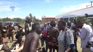 Planning Principal Secretary Saitoti Torome dances with members of a Kisumu cultural dancers [upl. by Karub]