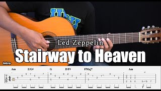 Stairway to Heaven  Led Zeppelin  Fingerstyle Guitar Tutorial  TAB amp Lyrics [upl. by Elimay735]