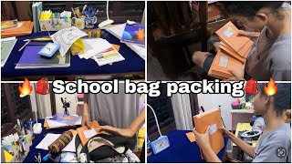 School bag Packing 🎒🔥schoolreopening schoolbagpacking [upl. by Ahsiemak]