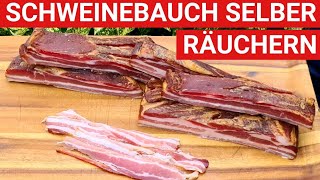 ♨️ GRILLBLITZ Bauchspeck selber räuchern Bacon Schweinebauch kalträuchern Anleitung Schinken [upl. by Shepherd]