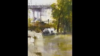 Yi Xins fanshaped brush watercolor technique衣昕扇形笔水彩技法 [upl. by Htiekel]