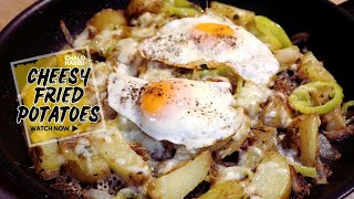 Cheesy Fried Potatoes  Half Cooked Egg [upl. by Ulyram]