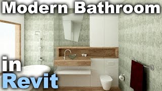 Modern Bathroom Interior Design in Revit Tutorial [upl. by Monteith]