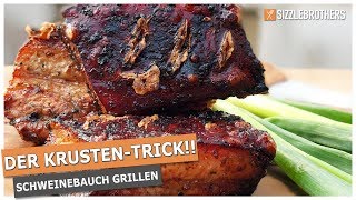 Der KRUSTENTRICK Schweinebauch grillen auf dem Kugelgrill [upl. by Ashok]