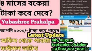 যুবশ্রী প্রকল্পের 8 মাসের টাকা  Yubashree Taka kobe dibe  Employment bank  Yubashree new update [upl. by Assereht]