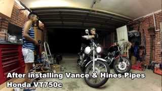 Installing Vance amp Hines pipes to Honda VT750c [upl. by Adi]