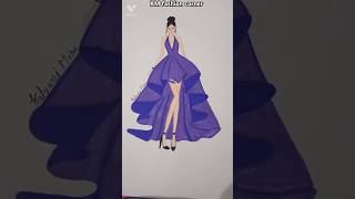 Fashion designer course  Fashion illustration drawing purple dress Fashion illustration shorts [upl. by Wilonah]