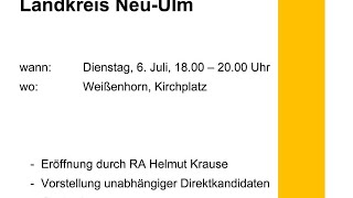 Oli LIVE in Weißenhorn auf dem Kirchplatz  1 WahlkreisKonferenz Di 06072021 ab ca 18 Uhr [upl. by Amorita]