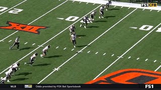 Oklahoma State player wisely calls for fair catch on onside kick [upl. by Walrath392]