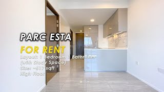 For Rent Parc Esta 东景苑  Layout 1 Bed 1 Bath  Study  Size 517 sqft [upl. by Anadal]