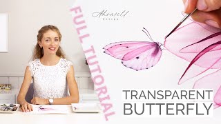 How To Paint Butterfly With Watercolor Full tutorial on creating realistic botanical artwork [upl. by Aneekat]