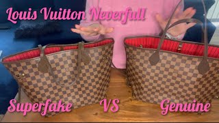 Louis Vuitton Neverfull MM Genuine vs SUPERFAKE honest review [upl. by Terry]