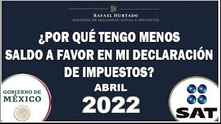 MENOS SALDO A FAVOR EN MI DEVOLUCION DE IMPUESTOS SAT IMPUESTOS DECLARACIONANUAL [upl. by Godber]