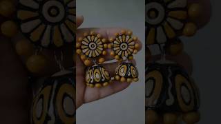 Mustard Yellow and Cream combination Jhumka terracottajewellery terracottaearrings clayjewellery [upl. by Natelson]