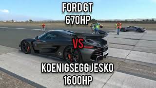 Ford GT Vs Koenigsegg Jesko  Drag Race 400Kmh koenigsegg dragrace [upl. by Cirdor]