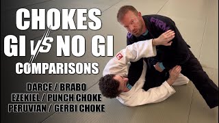 Gi vs No Gi Choke Variations  JiuJitsu Submissions [upl. by Neile]