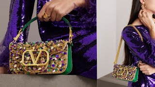 Valentino Garavani bag VLOGO embellished leather shoulder handbag [upl. by Souvaine]