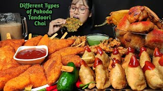 Eating Different types of Pakoda Tandoori Chai Samosa  Big Bites  Asmr Eating  Mukbang [upl. by Pirozzo]