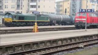 Hauptbahnhof Friedrichshafen 18112011 und Güterzug [upl. by Olrak]