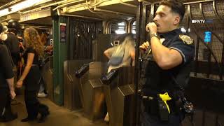 Mass Arrests inside USQ Subway as Protesters Jump Turnstile in Protest of Police Shooting [upl. by Hayden]