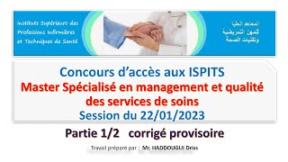 Concours d’accès aux ISPITS Master Spécialisé en management et qualité des services de soins [upl. by Cassius]