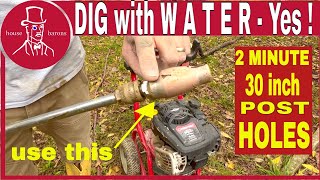 How to Set a Fence Post in Concrete  Dig a Post Hole with Pressure Washer [upl. by Uv746]