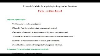 Examen de physiologie des grandes fonctions chapitre système digestif [upl. by Lertnahs]