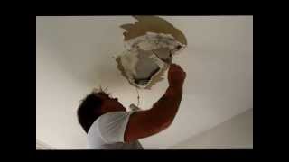 Plaster Repairs Hole in Ceiling Repair [upl. by Ardel]