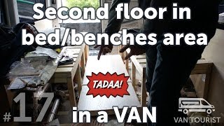 Building second floor in bed area for raising and storage Diy van conversion to motorhome project [upl. by Viking]