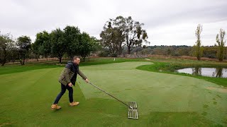 Dusting my Golf Green With Sand and AWESOME Damage REPAIR [upl. by Aremihc623]