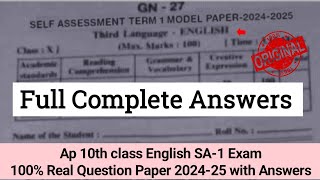 Ap 10th class English Self Assessment Term 1 model paper and answers 202410th Sa1 English paper [upl. by Carina]