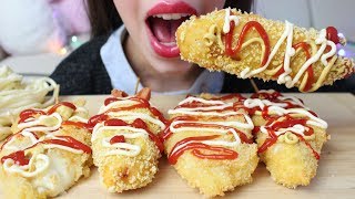 ASMR Korean Mozzarella CORN DOGS messy Extreme CRUNCHY Eating Sounds No Talking [upl. by Manheim]