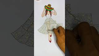 DIY Fashion Illustration made using Tape art artwork draw drawing sketch fashion style [upl. by Ehudd311]