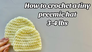 EASY HOW TO CROCHET BABY PREEMIE HAT 34 LBS [upl. by Thirzi]