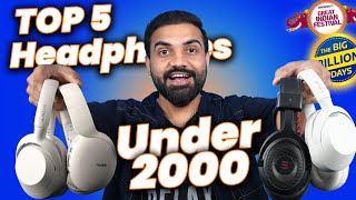 Top 5 Wireless Headphones Under 2000 in Flipkart BBD Sale  Headphone under 2k [upl. by Nauqad584]