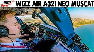 Wizz Air Airbus A321NEO Cockpit Landing Muscat Oman [upl. by Ruenhs642]