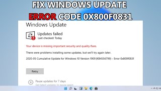 How to Fix Windows Update Error Code 0x800f0831 Windows 1110 [upl. by Socha662]