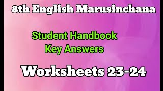 Marusinchana student handbook 8th English worksheet 23 24 answers learneasilyhub [upl. by Gnal]