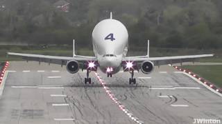 Airbus Beluga landing and takeoff at Hawarden Airport EGNR [upl. by Rebmyk]