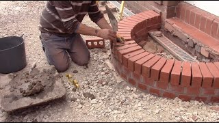 Bricklaying How to build a curved brick step [upl. by Emelda934]