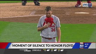 Moment of silence honors George Floyd during Minnesota Twins home opener [upl. by Nissensohn166]