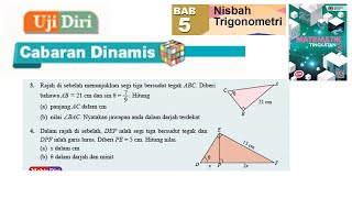 KSSM Matematik Tingkatan 3 Bab 5 nisbah trigonometri uji diri no 3 no 4 cabaran dinamis buku teks [upl. by Gulick]