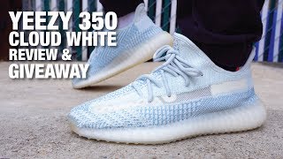 Adidas YEEZY Boost 350 V2 CLOUD WHITE Review amp GIVEAWAY [upl. by Xam]