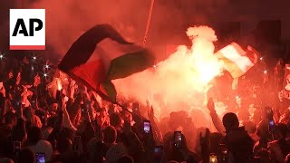 Thousands of Jordanians continue protests near Israeli embassy in Amman [upl. by Najtsirk]